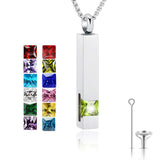 Stainless Steel Birthstones Urn Necklaces for Ashes Cross Cremation Pendant for Men Women Memorial Keepsake Jewelry