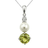 14K Gold Plated Birthstone 8MM  Round Pearl Pendant Necklace for Women