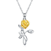Rose Flower Pendant Necklace 925 Sterling Silver for Women as Gifts