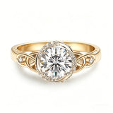 Sterling Silver 10K 14K 18K Gold  Personalized Engraved Moissanite Celtic Knot Wedding Engagement Ring