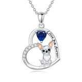 Sterling Silver 12 Month Birthstone Schnauzer Chihuahua Pitbull Pug Pendant Necklace for Women
