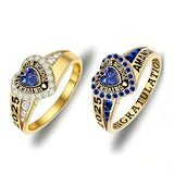 Copper Personalized Birthstone Engraved Class Rings for Women, College Senior High School Ring