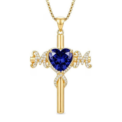 14K Gold Plated  Birthstone Cross Necklace  Pendant Necklace Mother's Day Birthday Gifts for Women
