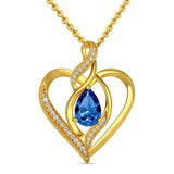 14K Gold Plated Birthstone Heart Pendant Necklace Birthday Anniversary Jewelry Gift for Her