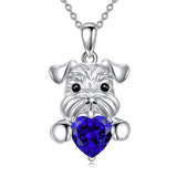 Sterling Silver Birthstone Schnauzer Pendant  Necklace