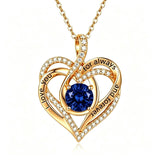 14K Gold Plated Heart Birthstone Infinity Necklace Christmas Valentine Birthday Gift