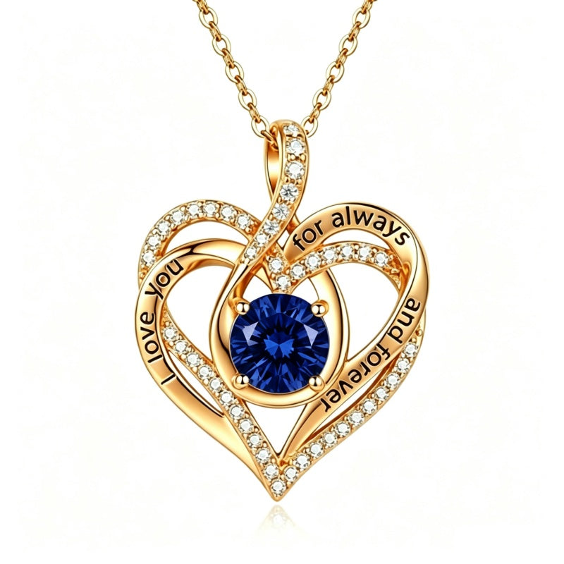 14K Gold Plated Heart Birthstone Infinity Necklace Christmas Valentine Birthday Gift