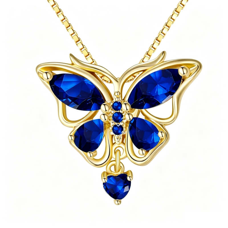 14K Gold Plated Birthstone Butterfly Necklace for Women Ideal Gift for Anniversary Christmas Birthday