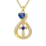 14K Gold Plated Infinity Birthstone  Butterfly Cross Necklace for Women