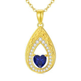 Vintage Teardrop Birthstone 14K Yellow Gold Plated Pendant Necklace for Women