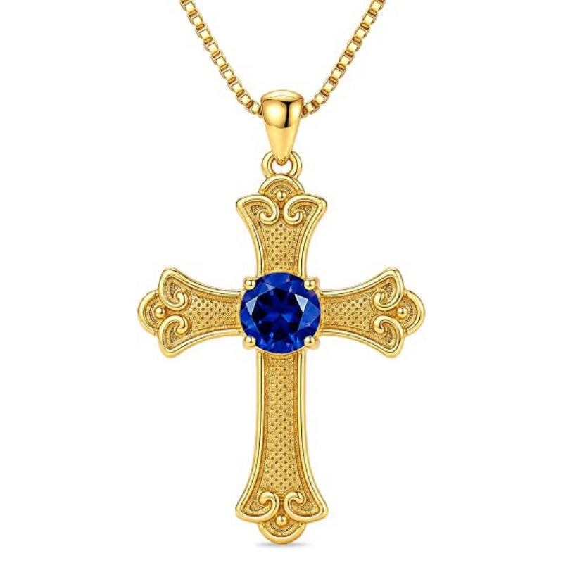 14K Gold Plated  Birthstone Cross Necklace  Pendant Necklace Mother's Day Birthday Gifts for Women