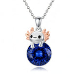 Sterling Silver 12 Month Birthstone Axolotl Pendant Necklace for Women