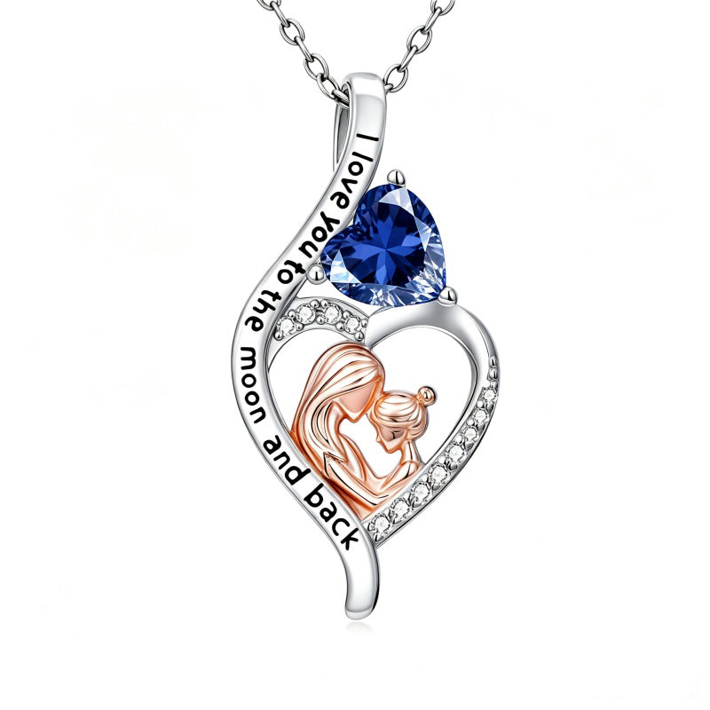 14K Gold Plated Birthstone Heart Infinity Necklace Mother's Day  Gift