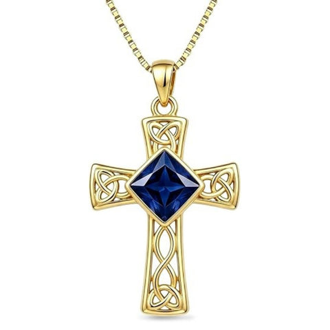 14K Gold Plated  Birthstone Cross Necklace  Pendant Necklace Mother's Day Birthday Gifts for Women