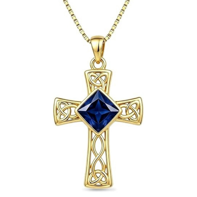 14K Gold Plated  Birthstone Cross Necklace  Pendant Necklace Mother's Day Birthday Gifts for Women