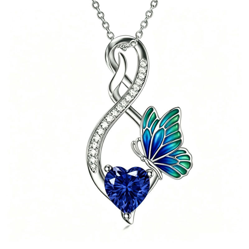 Sterling Silver 12 Month Birthstone Infinity Heart Animal Pendant Necklace Christmas Birthday Jewelry Gift