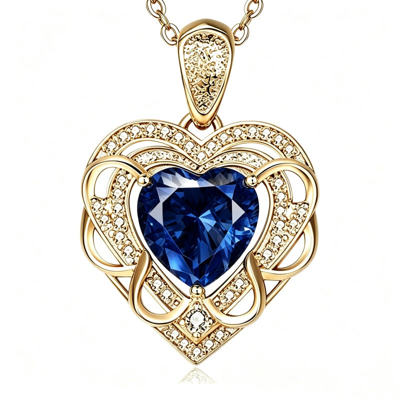 14K Gold Plated Heart Birthstone Heart Necklace for Women Fashion Wedding Anniversary Birthday Gifts