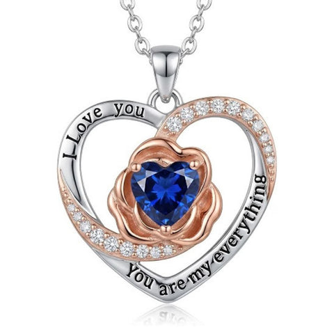 14K Gold Plated  Birthstone Rose Flower Necklaces for Women