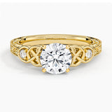 Sterling Silver Personalized Engraved Moissanite Engagement Wedding Ring