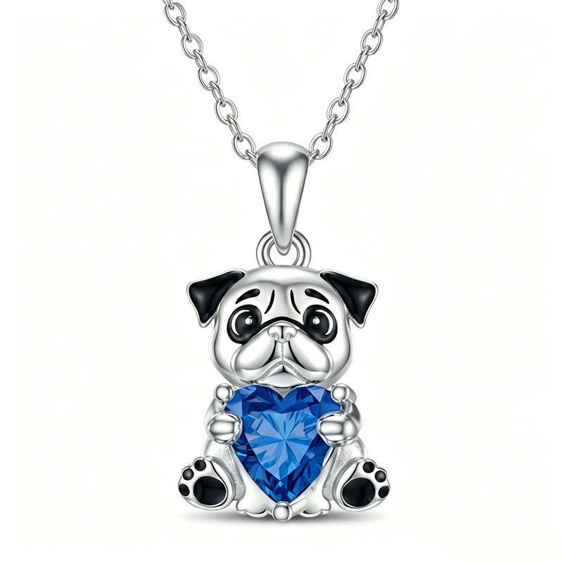 Sterling Silver 12 Month Birthstones Hedgehog Pug Fox Otter Pendant Necklace Gifts for  Birthday, Christmas, Graduation