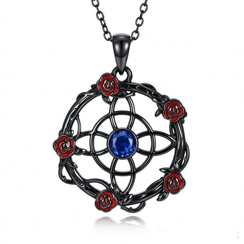 Sterling Silver Black Heart Skeleton Birthstone Necklace With Engraved Halloween Gift