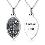 Sterling Silver 12 Month Birth Flower Urn Necklace for Ashes