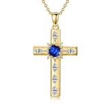14K Gold Plated Birthstone Infinity  Cross Pendant NecklaceJewelry for Women