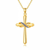 14K Gold Plated Birthstone Infinity  Cross Pendant NecklaceJewelry for Women