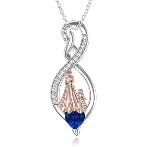 Sterling Silver Birthstone Infinity Heart Mother Daughter Pendant Necklace