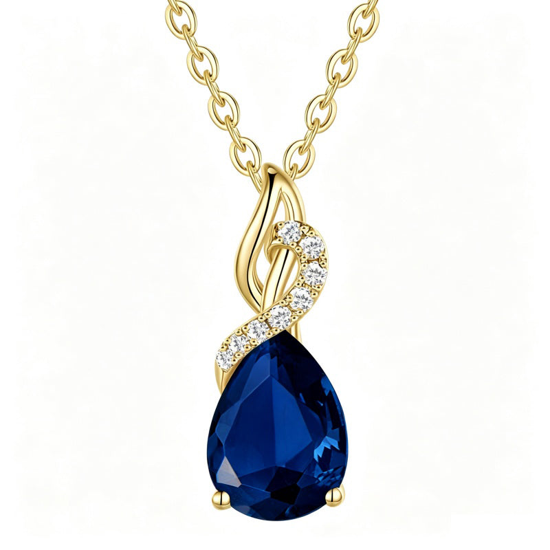 14K Gold Plated  Teardrop Birthstone Pendant Necklace Birthday Gifts for Women