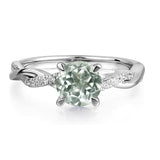 Sterling Silver 7x7mm Round Cut Gemstone Twist Infinity Engagement Ring for Women