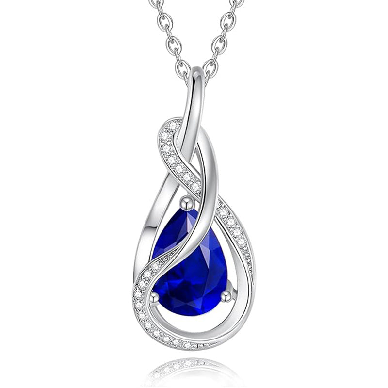 Sterling Silver Teardrop Birthstone Infinity Love Necklace for Women