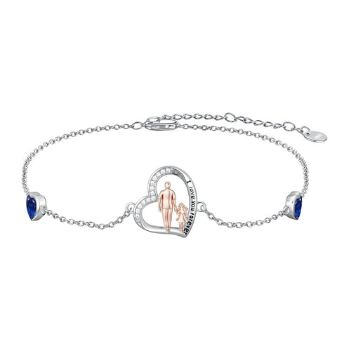Sterling Silver 12 Birthstones Father Daughter Bracelet Gift for Daughter