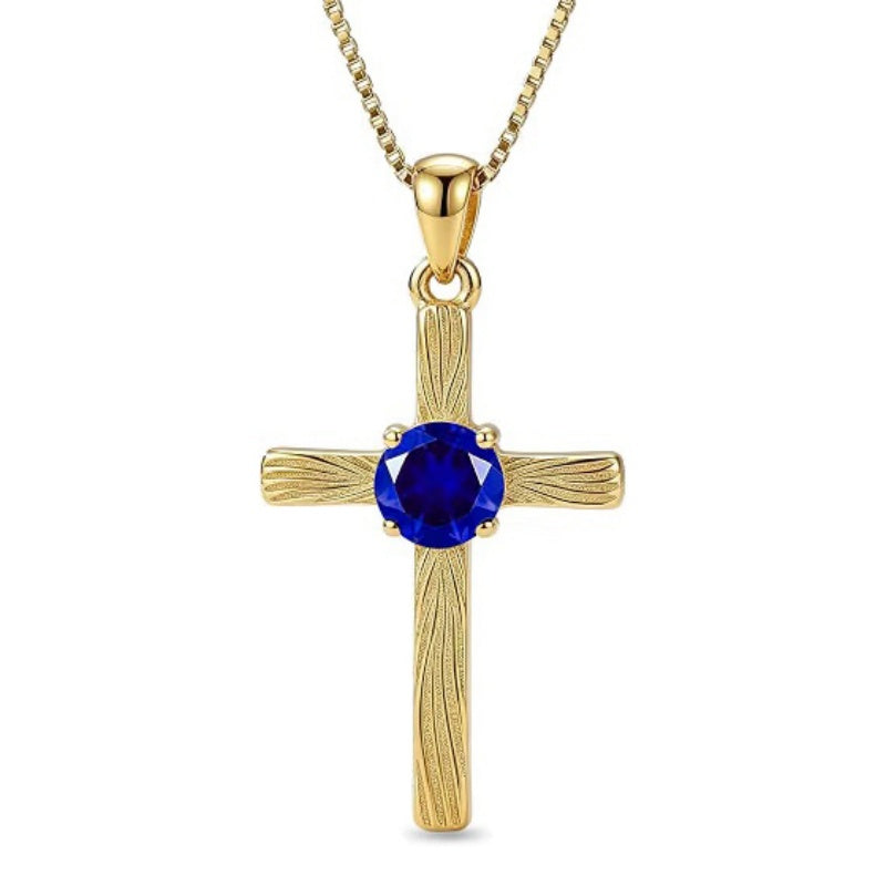 14K Gold Plated  Birthstone Cross Necklace  Pendant Necklace Mother's Day Birthday Gifts for Women