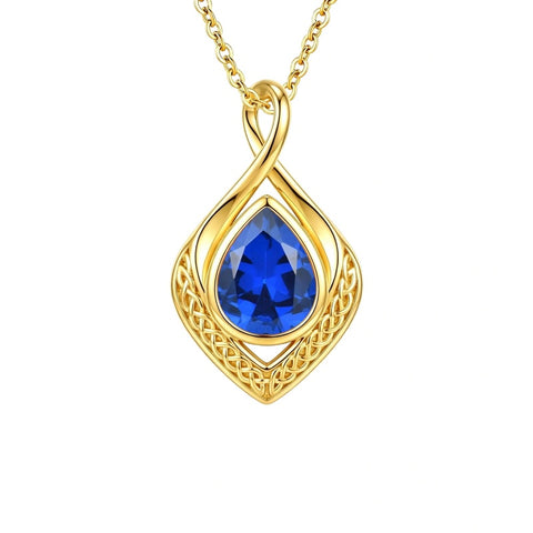 14K Gold Plated  Birthstone Celtic Knot Infinity Necklace  Birthday Christmas Jewelry Gift