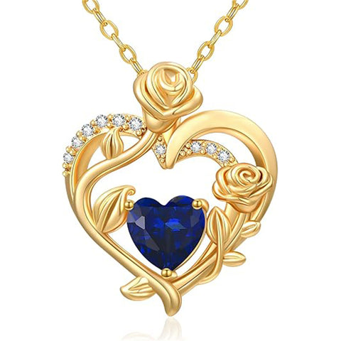 Sterling Silver Birthstone Rose Necklace for Women