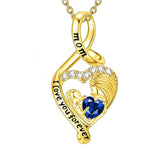 10K 14K 18K Yellow Gold 12 Months Birthstone  Infinity Mother Daughter Pendant Necklace