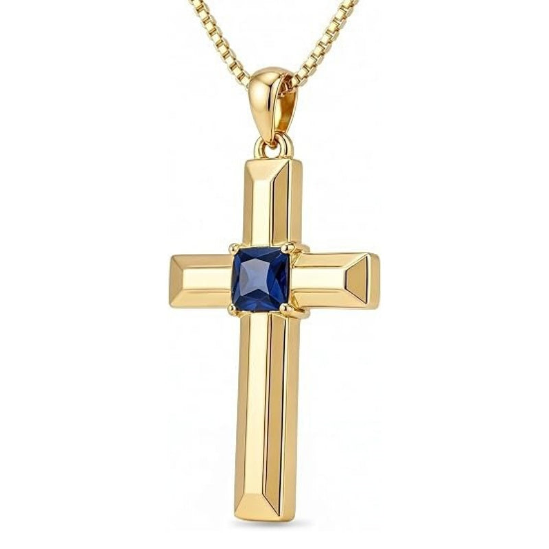14K Gold Plated  Birthstone Cross Necklace  Pendant Necklace Mother's Day Birthday Gifts for Women