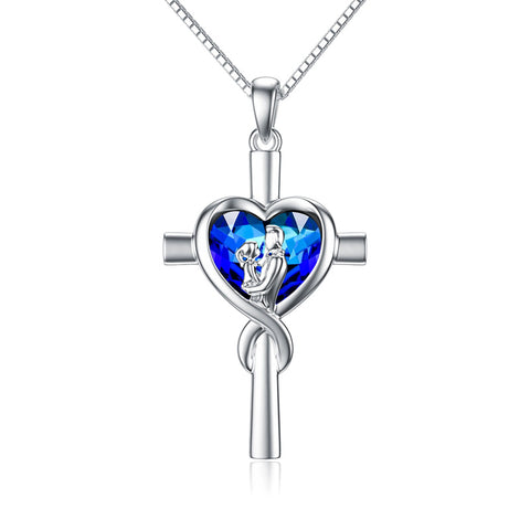 Sterling Silver Father Daughter Heart Pendant Necklace from Dad Gift for Daughter