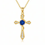 14K Gold Plated Birthstone Infinity  Cross Pendant NecklaceJewelry for Women