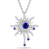 Sterling Silver Birthstone Sun Moon Pendant Necklace for Women