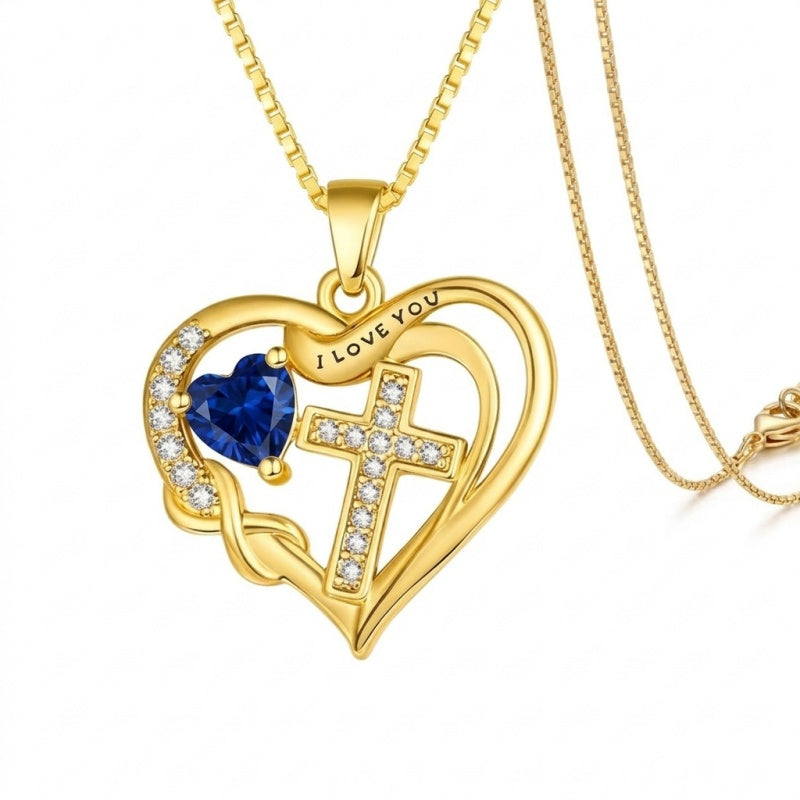 14K Gold Plated Heart Birthstone Infinity Cross Butterfly Necklace for Women