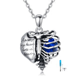 Sterling Silver Heart Birthstone Skeleton Urn Necklaces for Ashes