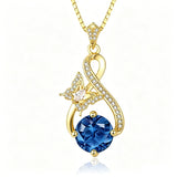 14K Gold Plated Birthstone Infinity Butterfly Necklace for Women