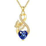 14K Gold Plated Infinity Birthstone  Butterfly Cross Necklace for Women