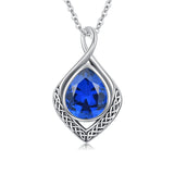 Sterling Silver Birthstone Teardrop Infinity Celtic Knot Pendant Necklace