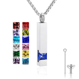 Stainless Steel Birthstones Urn Necklaces for Ashes Cross Cremation Pendant for Men Women Memorial Keepsake Jewelry