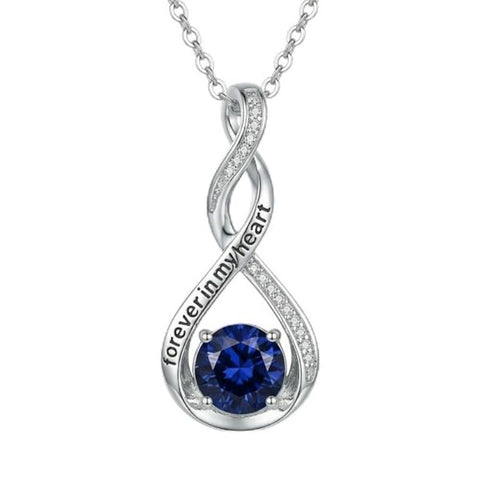 14K Gold Plated 12 Month Birthstone Infinity Twisted Pendant Necklace Mother's Day Christmas Anniversary Birthday Gift