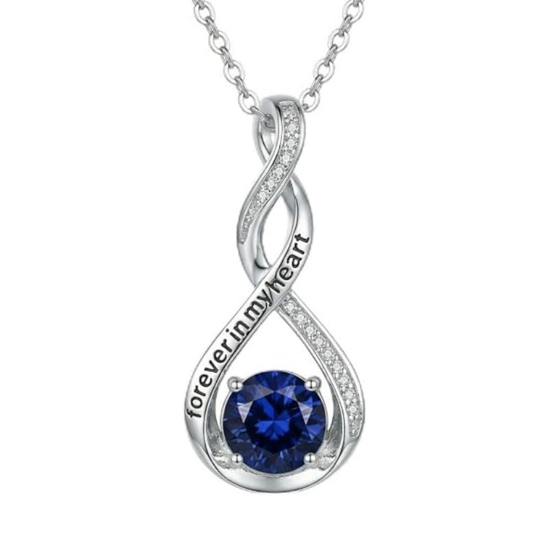 14K Gold Plated 12 Month Birthstone Infinity Twisted Pendant Necklace Mother's Day Christmas Anniversary Birthday Gift