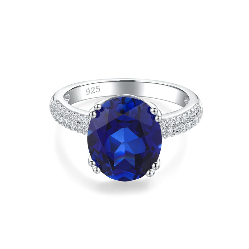 Sterling Silver Oval Ruby Sapphire Emerald Aquamarine Peridot Amethyst Engagement Rings for Women